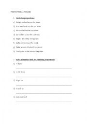 English Worksheet: Prepositional Phrases