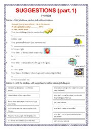 English Worksheet: Suggestions - part 1.