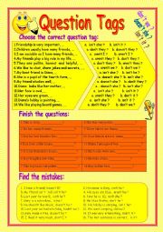 English Worksheet: Qustion Tags