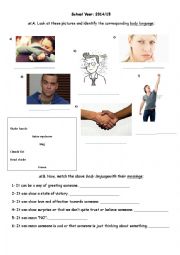 English Worksheet: Body language