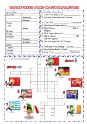 English Worksheet: Countries and nationalities 2