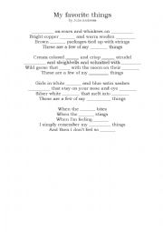English Worksheet: My favourite things song