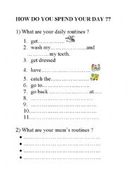 English Worksheet: how do you spend your day