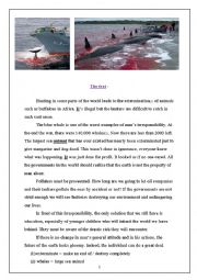 English Worksheet: Hunting Blue Whales (Full term 3 test 9th Forms Tunisia)