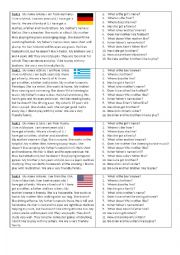 English Worksheet: reading/answering/do-does/writing