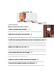 Home Alone movie worksheet