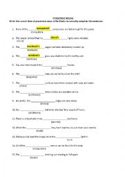 English Worksheet: POSSESSIVE NOUNS