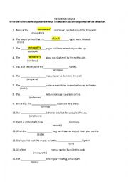 English Worksheet: POSSESSIVE NOUNS