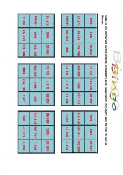 English Worksheet: bingo