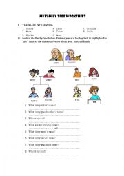 English Worksheet: MY FAMILY TREE WORKSHEET