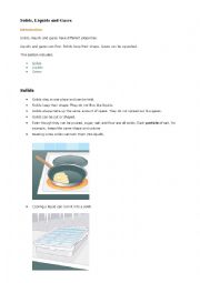 English Worksheet: Solids, Liquids and Gases 