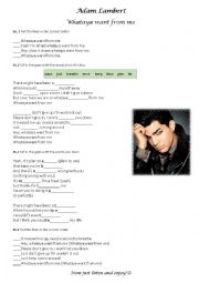 English Worksheet: Adam Lambert - Whataya want from me