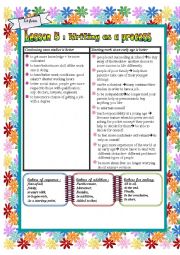 English Worksheet: 1st lesson 5 writing: contuning onestudies versus start working at an early age
