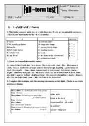 English Worksheet: Mid -test 7th form 