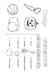 English Worksheet: colouring orange