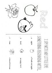 English Worksheet: Colouring red