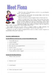 English Worksheet: Meet Fiona - For ADULT beginners