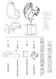 English Worksheet: colouring blue