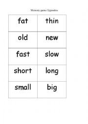 English Worksheet: Memory game