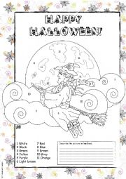 English Worksheet: Halloween COLORING PAGE