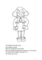 English Worksheet: color the body parts