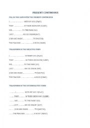 English Worksheet: PRESENT CONTINUOUS