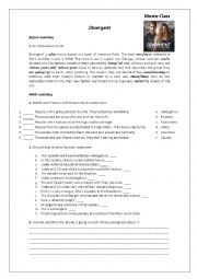 English Worksheet: Divergent Movie Activity
