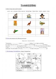 English Worksheet: History of thanksgiving