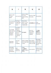 English Worksheet: bingo