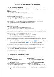 English Worksheet: Relative pronouns/clauses