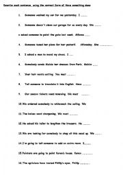 English Worksheet: Causative have something done