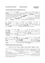English Worksheet: remedial work for 1st formers
