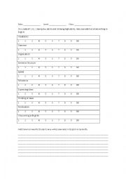 English Worksheet: Writing Pre-survey for Students
