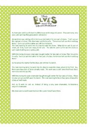 English Worksheet: The Elves and the Shoemaker