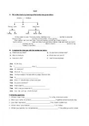 English Worksheet: Greetings Family Present Simple 