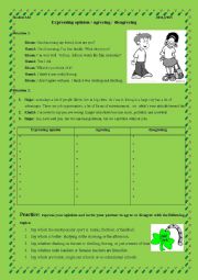 expressing opinion/agreeing/disagreeing worksheet