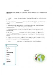 English Worksheet: Natural resources