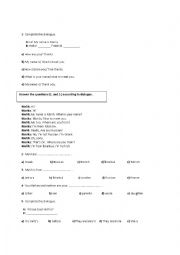 English Worksheet: questions
