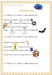 English Worksheet: Halloween song