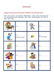 English Worksheet: SCHOOL RULES