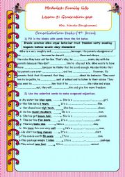 English Worksheet: lesson3:generation gap