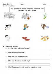 English Worksheet: Jack and the beanstalk worksheet