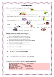 English Worksheet: happy birthday