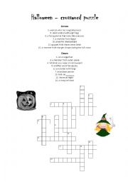 English Worksheet: Halloween crossword