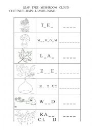 English Worksheet: Autumn - missing words