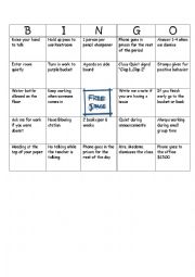 English Worksheet: Classroom Bingo