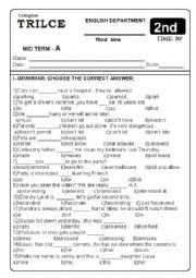 English Worksheet: MID TERM EXAM