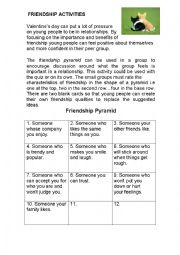 English Worksheet: Friendship Activities