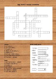 English Worksheet: revision crossword Bugs World 2