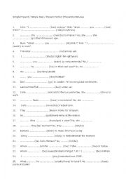 English Worksheet: Simple Present Simple Past Present Perfect Present Continuous